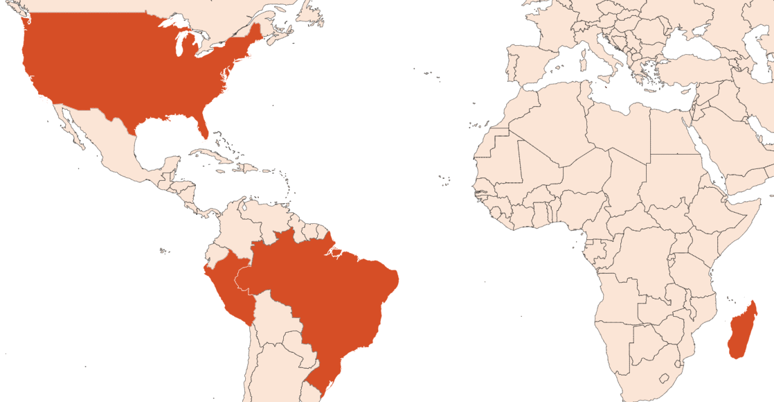 Map for Schinus terebinthifolius oil (CAS N° 68917-52-2)​