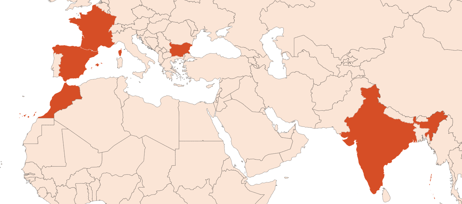 Map for Coriander herb oil (CAS N° 8008-52-4)​