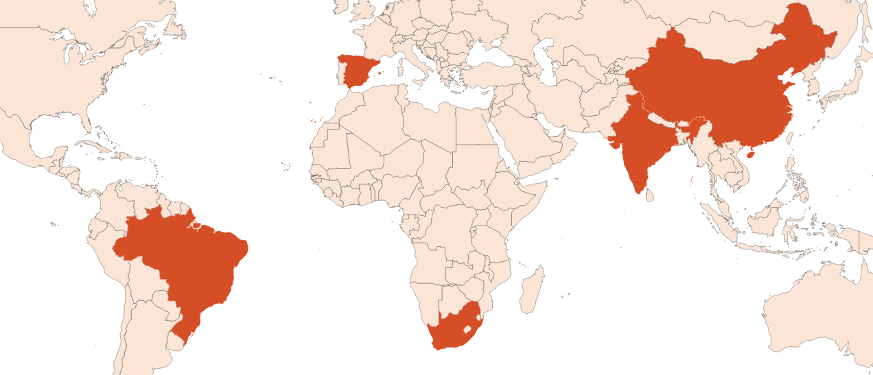 Map for Eucalyptus globulus oil (CAS N° 8000-48-4)​