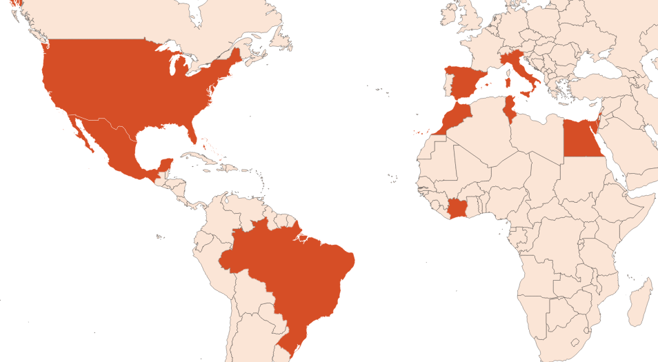 Map for Orange oil (Bitter) (CAS N° 68916-04-1)​